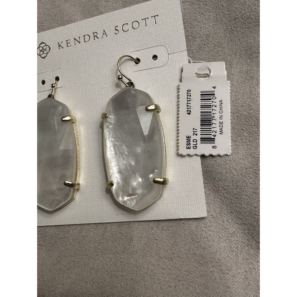 Kendra Scott Esme Drop Earrings In Ivory Pearl Gold Dangle NEW Classic - Picture 3 of 4